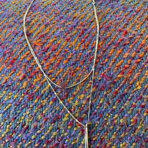 Jenny Bird Sleek Silver Bar Pendant Double Chain Necklace